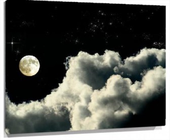 Lienzo Luna nubes noche
