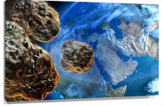Lienzo meteoritos sobre la tierra