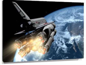 Lienzo nave espacial sobre la tierra