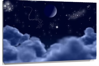 Lienzo nubes cielo estrellas