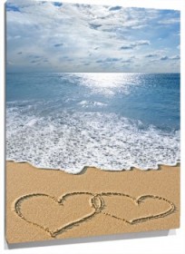 Lienzo playa corazones