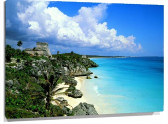 Lienzo ruinas mayas playa