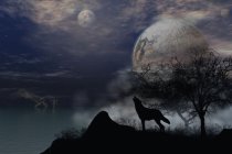  Murales lobo y luna