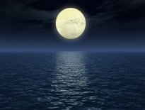  Murales luna y mar azul noche
