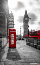 Fotomural Big Ben en Londres con cabina y autobus rojos