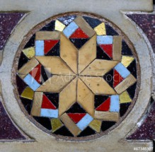 Fotomural Abstracto geometrico de colores tallado en piedra
