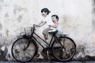  Murales Graffity Arte Callejero ninos en bicicleta estilo Banksy